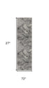6' Gray And Black Abstract Runner Rug