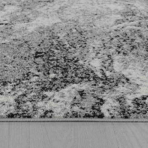 6' Gray And Black Abstract Runner Rug