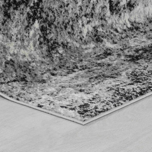 6' Gray And Black Abstract Runner Rug