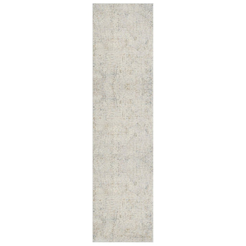 8' Light Gray And Ivory Abstract Washable Runner Rug