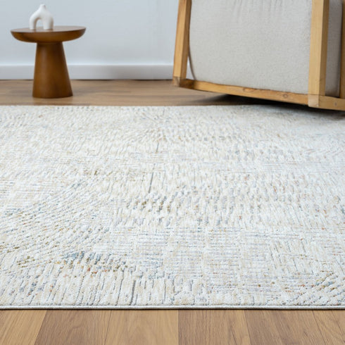 8' Light Gray And Ivory Abstract Washable Runner Rug