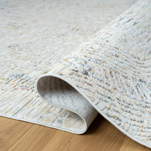 8' Light Gray And Ivory Abstract Washable Runner Rug