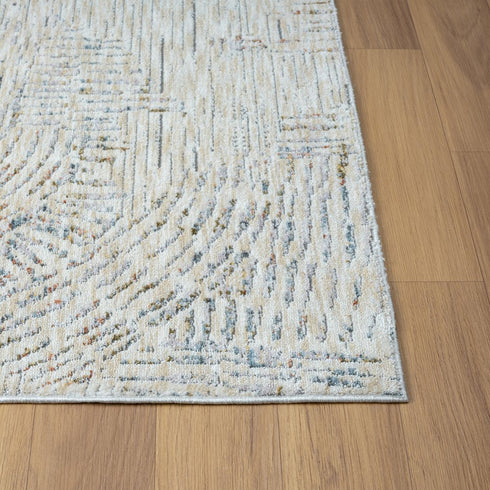 8' Light Gray And Ivory Abstract Washable Runner Rug