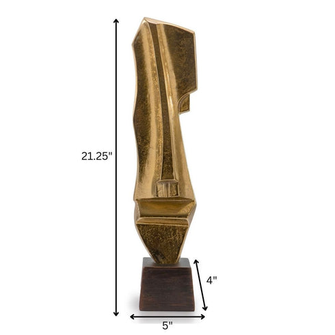 21" Gold And Bronze Aluminum Hand Painted Statue