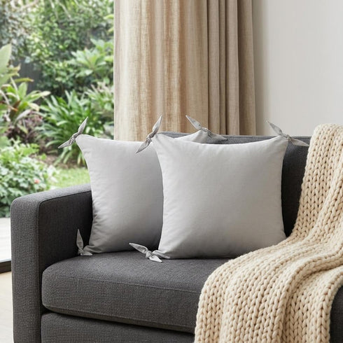 Set of Two 20" Gray And Charcoal Chevron Cotton Throw Pillow Covers