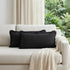 Set of Two 36" X 14" Jet And Black Lumbar Striped Cotton Throw Pillow Covers
