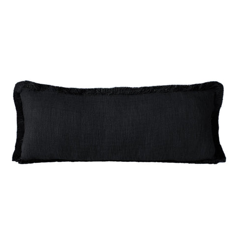 Set of Two 36" X 14" Jet And Black Lumbar Striped Cotton Throw Pillow Covers