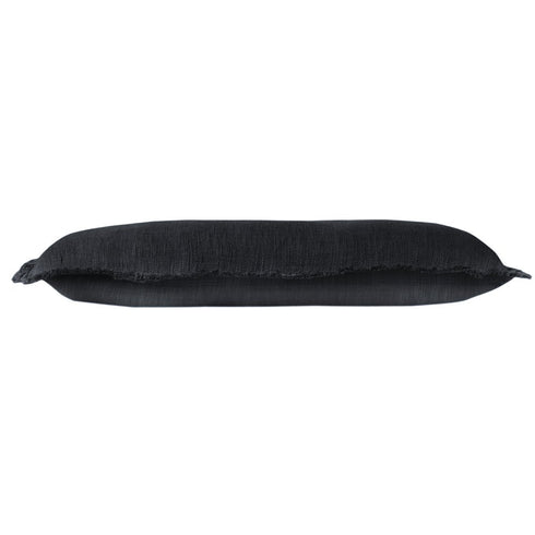 Set of Two 36" X 14" Jet And Black Lumbar Striped Cotton Throw Pillow Covers