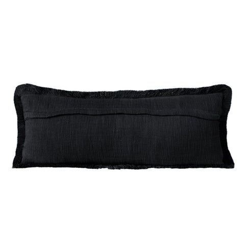 Set of Two 36" X 14" Jet And Black Lumbar Striped Cotton Throw Pillow Covers