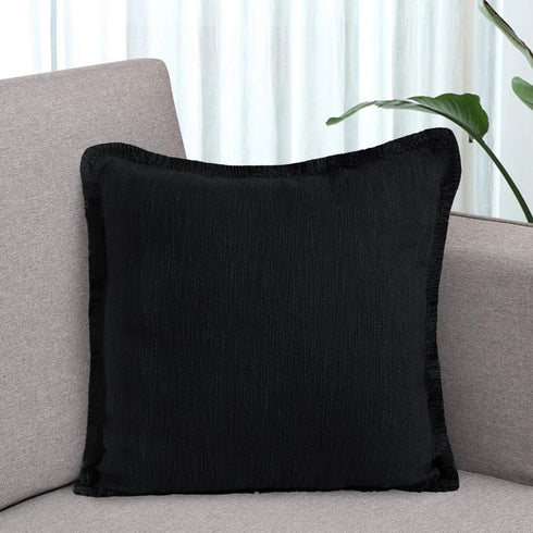 Set of Two 20" Jet And Black Striped Cotton Throw Pillow Covers