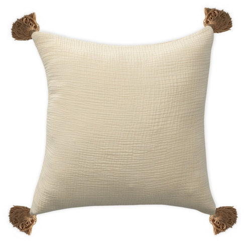 Set of Two 20" Natural And Beige Cotton Throw Pillow Covers