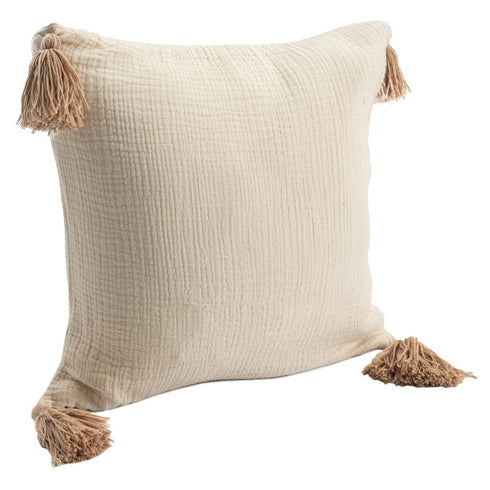 Set of Two 20" Natural And Beige Cotton Throw Pillow Covers