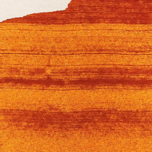 6' X 8' Orange And White Abstract Washable Area Rug With UV Protection