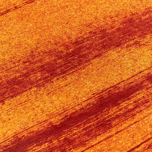 7' X 9' Orange And White Abstract Washable Area Rug With UV Protection