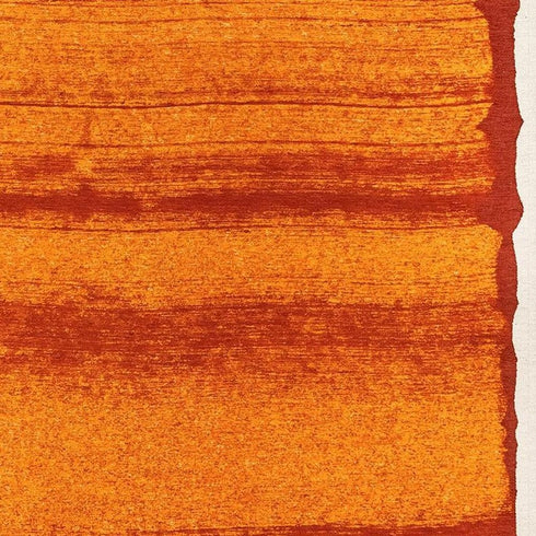 7' X 9' Orange And White Abstract Washable Area Rug With UV Protection