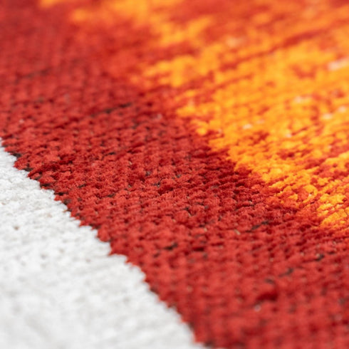 8' X 11' Orange And White Abstract Washable Area Rug With UV Protection