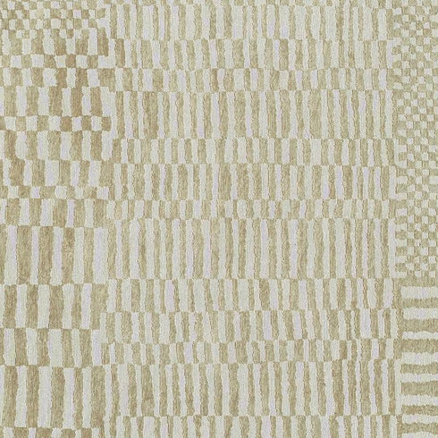 7' X 9' Tan And White Abstract Washable Area Rug With UV Protection