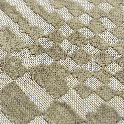 7' X 9' Tan And White Abstract Washable Area Rug With UV Protection