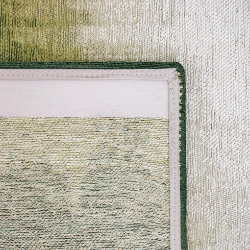 6' X 8' Green And White Abstract Washable Area Rug With UV Protection