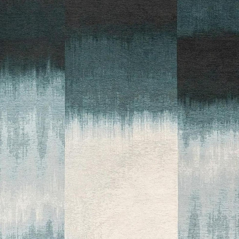 6' X 8' Blue And White Abstract Washable Area Rug With UV Protection