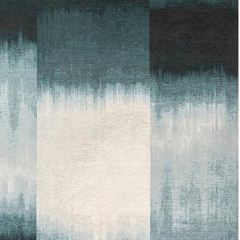 8' X 11' Blue And White Abstract Washable Area Rug With UV Protection