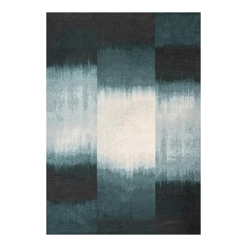 8' X 11' Blue And White Abstract Washable Area Rug With UV Protection