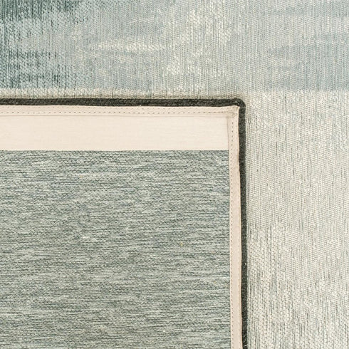 8' X 11' Blue And White Abstract Washable Area Rug With UV Protection
