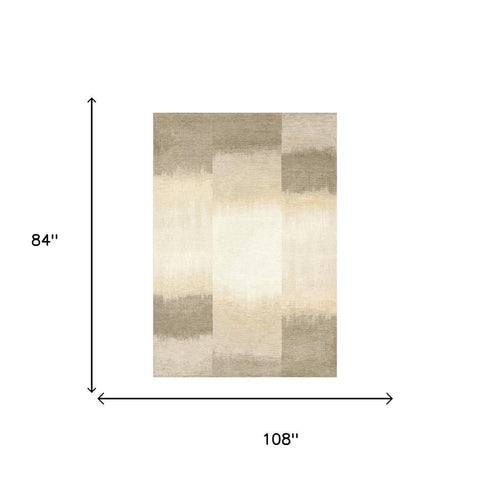 7' X 9' Gray And White Abstract Washable Area Rug With UV Protection