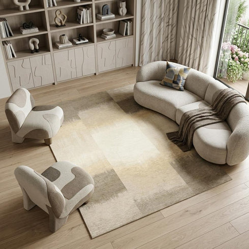 7' X 9' Gray And White Abstract Washable Area Rug With UV Protection