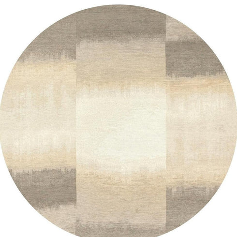 8' Gray And White Abstract Washable Round Rug With UV Protection