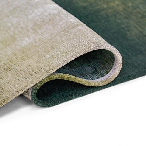 7' X 9' Green And White Abstract Washable Area Rug With UV Protection