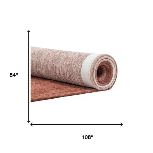 7' X 9' Red And White Abstract Washable Area Rug With UV Protection