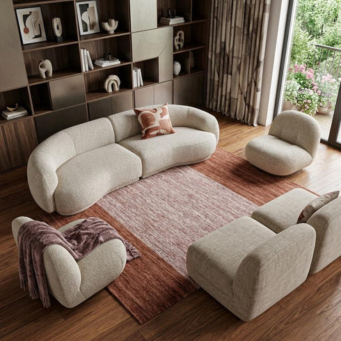 7' X 9' Red And White Abstract Washable Area Rug With UV Protection