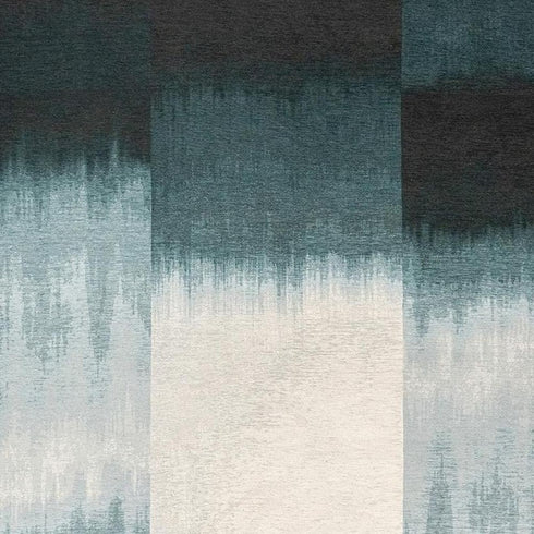 7' X 9' Blue And White Abstract Washable Area Rug With UV Protection