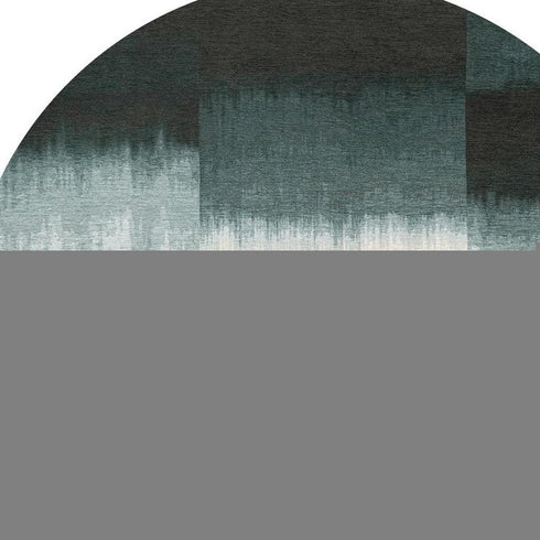 8' Blue And White Abstract Washable Round Rug With UV Protection