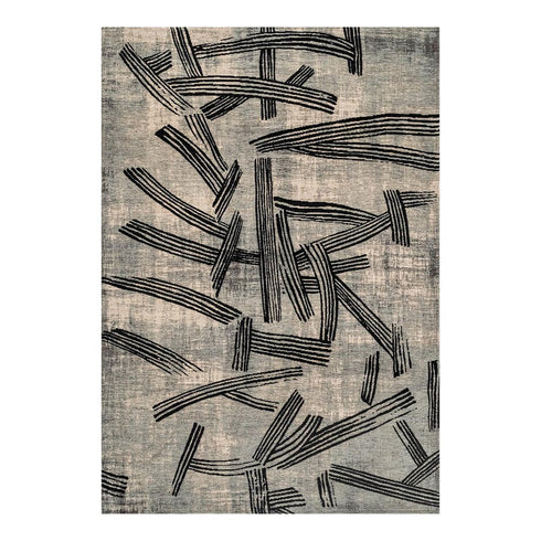 6' X 8' Gray And White Abstract Washable Area Rug With UV Protection