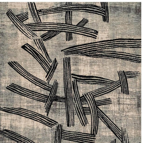 7' X 9' Gray And White Abstract Washable Area Rug With UV Protection