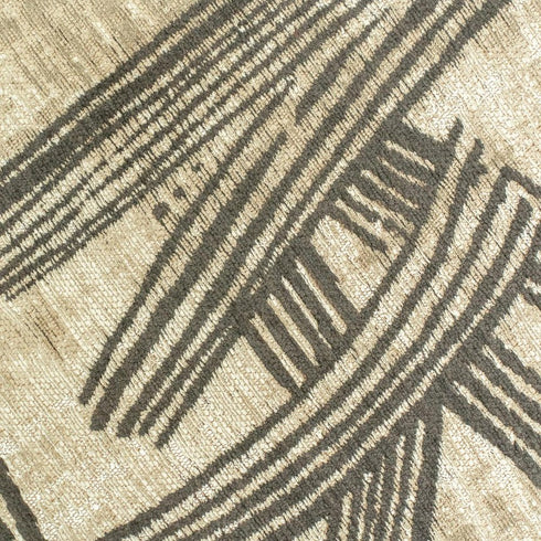 7' X 9' Tan And White Abstract Washable Area Rug With UV Protection