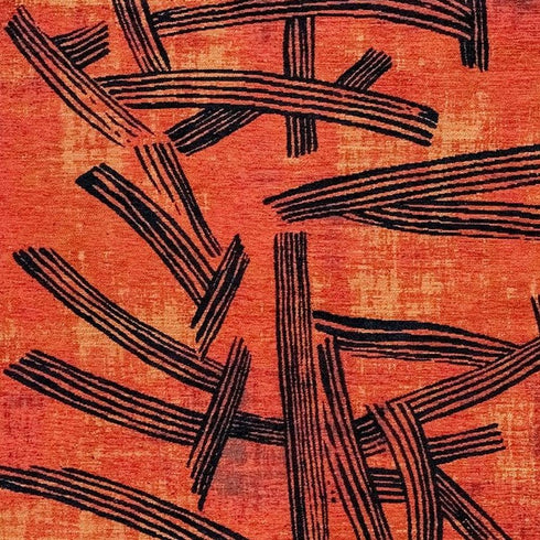 8' X 11' Red And White Abstract Washable Area Rug With UV Protection