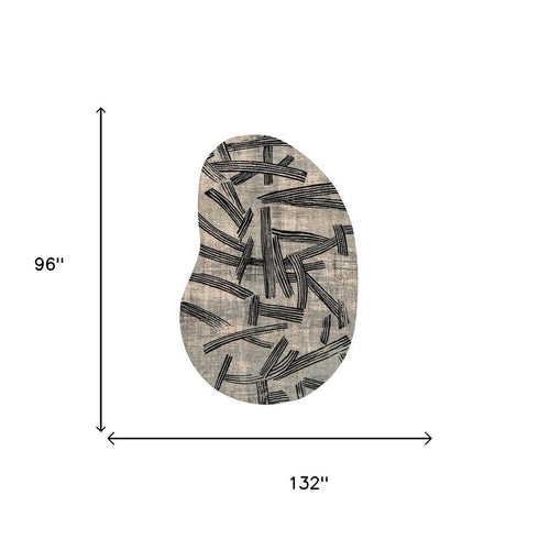 8' X 11' Gray And White Abstract Washable Area Rug With UV Protection