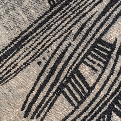 8' X 11' Gray And White Abstract Washable Area Rug With UV Protection