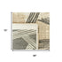 6' X 8' Tan And White Abstract Washable Area Rug With UV Protection
