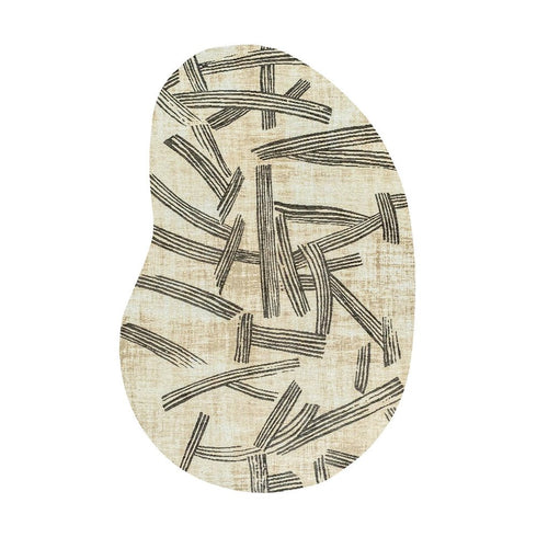6' X 8' Tan And White Abstract Washable Area Rug With UV Protection