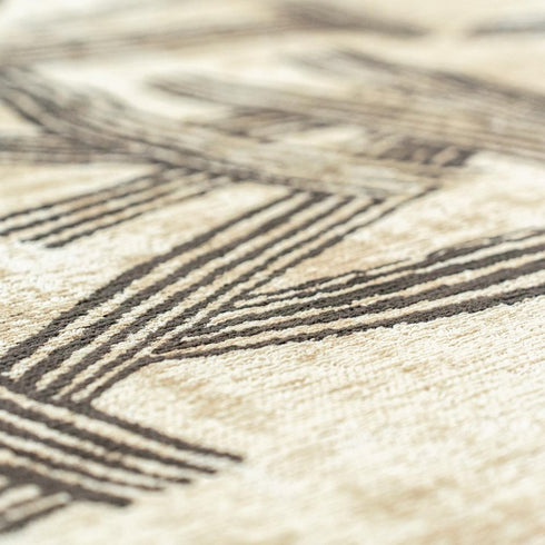 6' X 8' Tan And White Abstract Washable Area Rug With UV Protection