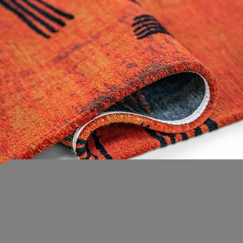8' X 11' Red And White Abstract Washable Area Rug With UV Protection