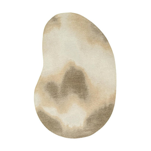 6' X 8' Tan And White Abstract Washable Area Rug With UV Protection