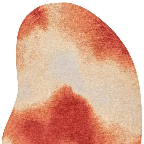 6' X 8' Red And White Abstract Washable Area Rug With UV Protection
