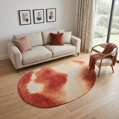 6' X 8' Red And White Abstract Washable Area Rug With UV Protection
