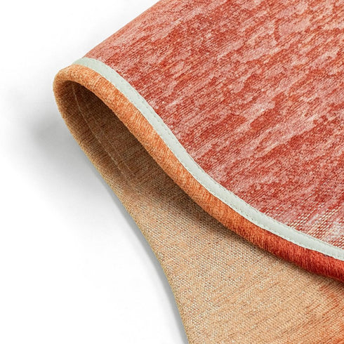 6' X 8' Red And White Abstract Washable Area Rug With UV Protection