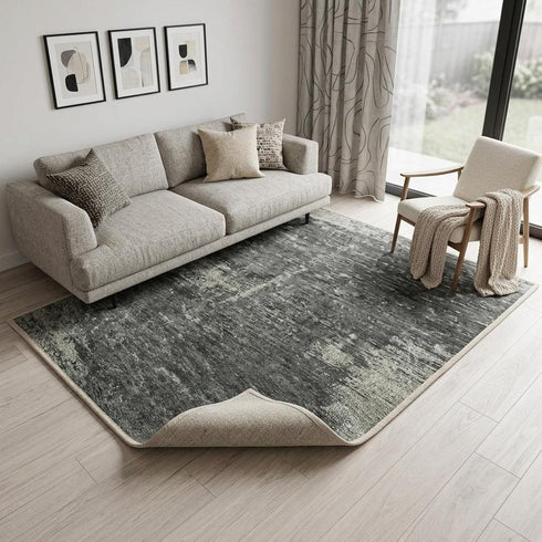 6' X 8' Black And White Abstract Washable Area Rug With UV Protection